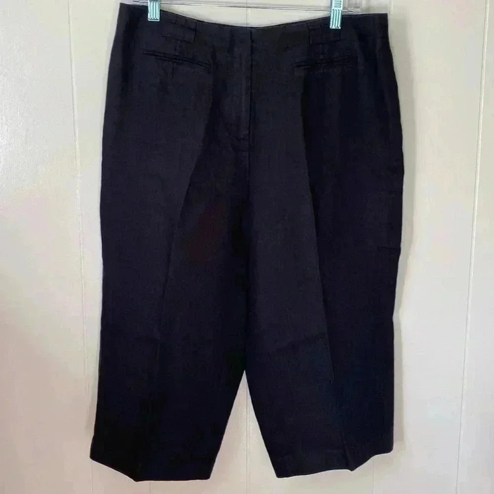 Talbots 100% Irish Linen Black Capri Pants in Size 14.